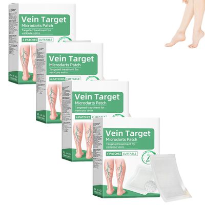 Vein Target Microdarts Patch, 2026 New Leg Varicose Veins Patchs, Vein Target Patch, Relieves Leg Discomfort, Moisturizes And Smooths Skin. (4PCS)