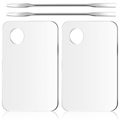 2Pcs Makeup Plate for Foundation Set, Reusable Makeup Palette Tray with Stainless Steel for Foundation, Art Pigments
