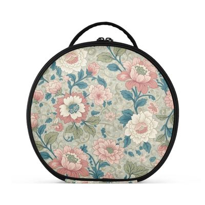 Takiito Vintage Floral Travel Makeup Case Portable Makeup Box Artist Cosmetic Case Organizer With Adjustable Dividers