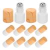 POPETPOP 20pcs 1ml Refillable Glass Roll on Perfume Bottles with Steel Ball and Wood Grain Cap, Essential Oil Container for Travel and Sample Aromatherapy view 1