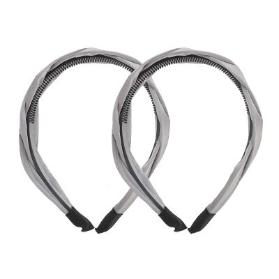 Abaodam Vintage Twisted Cross Hairband Braided Headband 2pcs Wide Grey Hair Accessories for Women Stylish Everyday Use