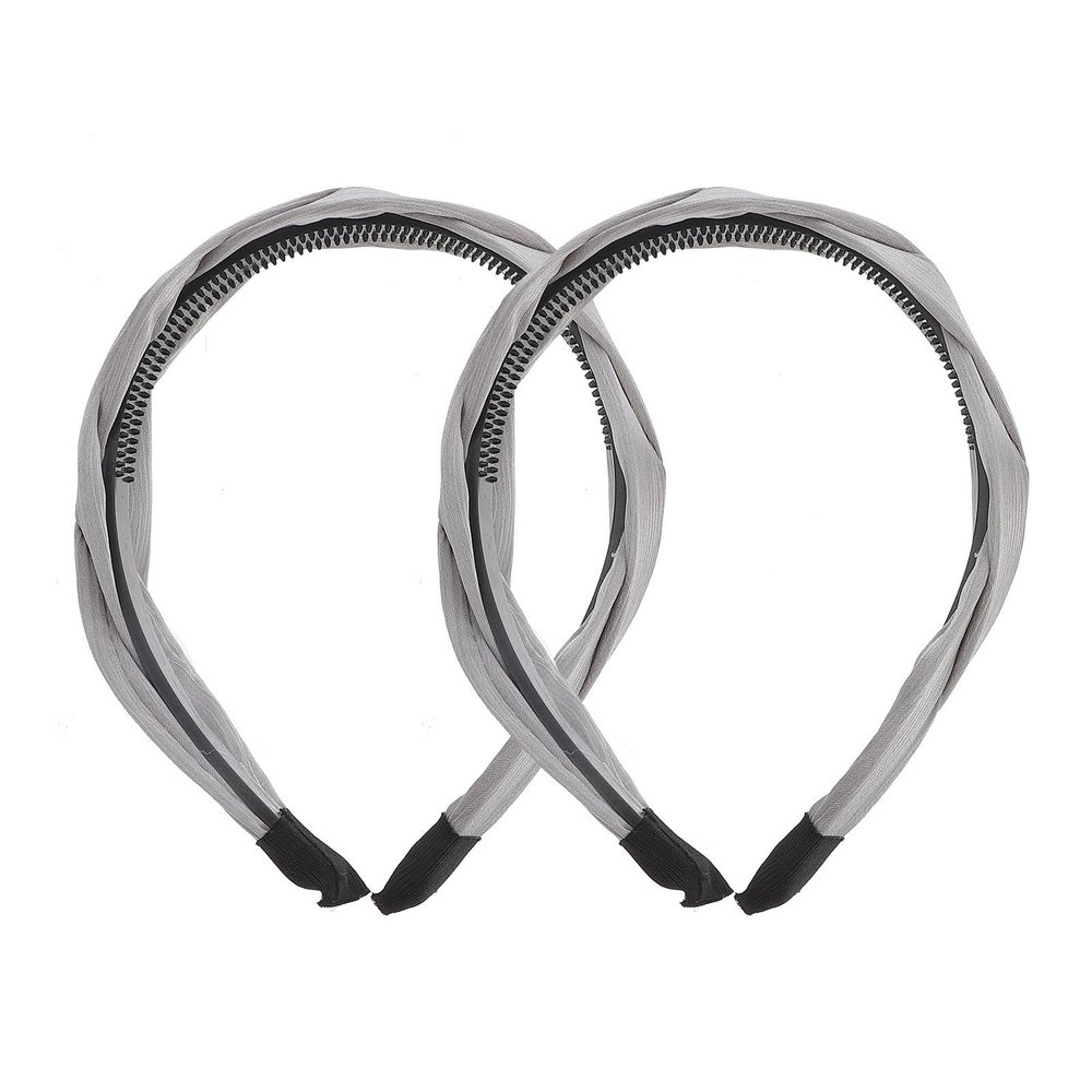 Abaodam Vintage Twisted Cross Hairband Braided Headband 2pcs Wide Grey Hair Accessories for Women Stylish Everyday Use