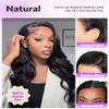 Megalook hair 13x6 Glueless Wigs Human Hair Pre Plucked Pre Cut 220% Density Body Wave Bleached Knots HD Lace Front Wigs Human Hair Drawstring Wig Natural Black 18 Inch view 3