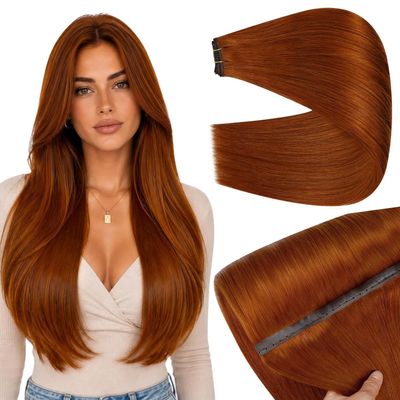 Full Shine Butterfly Weft Hair Extensions 24 Inch Copper 100g Volumizing