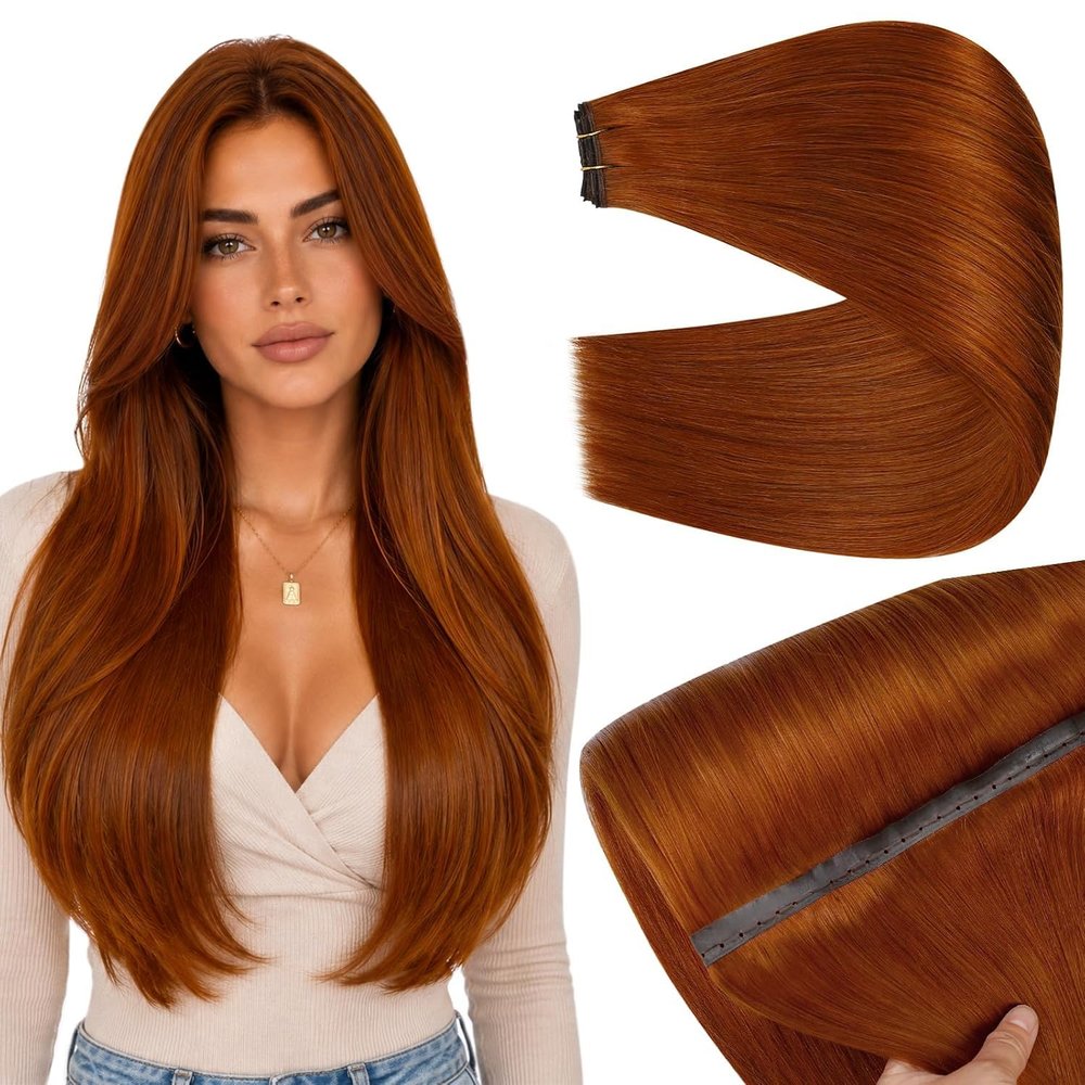 Full Shine Butterfly Weft Hair Extensions 24 Inch Copper 100g Volumizing