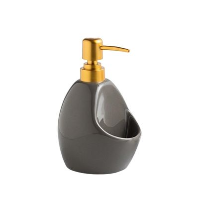 Body Wash Dispenser Refillable Dishwashing Liquid Dispenser for Kitchen Sink Soap with Gold Pump Aesthetic Bathroom Decor(Gray)