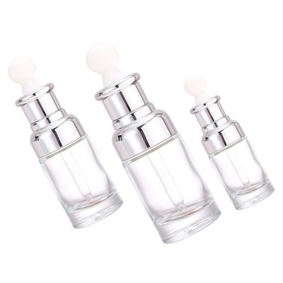 IWOWHERO 3pcs Refillable Glass Dropper Bottles Set 20ml 30ml 50ml with White Silicone Tops for Essential Oils Perfume Travel Accessories Female Cosmetic Dispensing