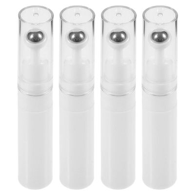 CATIEBYE 4pcs White 5ml Glass Roller Bottles for Eye Cream and Essential Oils, Refillable Portable Travel Roll-on Bottles with Stainless Steel Ball for Facial Serum Massage