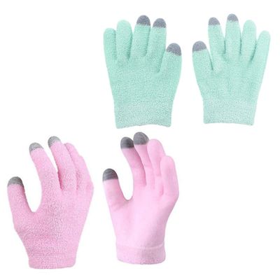 ULTECHNOVO Moisturizing Hand Gloves 2 Pairs with Gel Touchscreen-Compatible Pink for Dry Cracked Hands