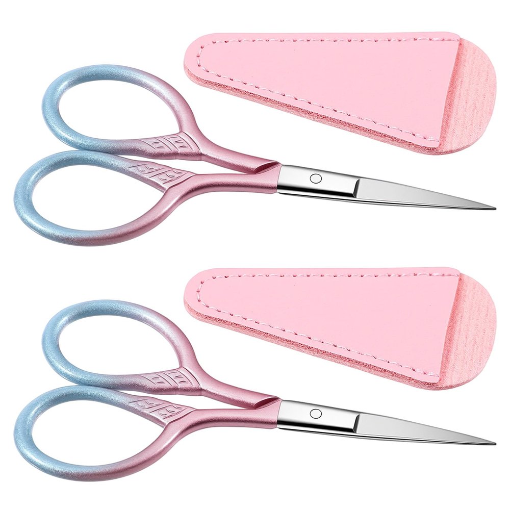 2 Pcs Small Scissors, Stainless Steel Small Beauty Scissors with Straight Tip for Women with Precision Tips for Grooming (Pink, 3.5 Inch)