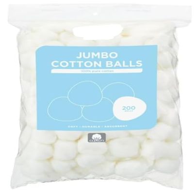 Equate Jumbo Cotton Balls, Ideal for Everyday Skin and Nail Care - Soft, Durable, and Absorbent, 200 Count