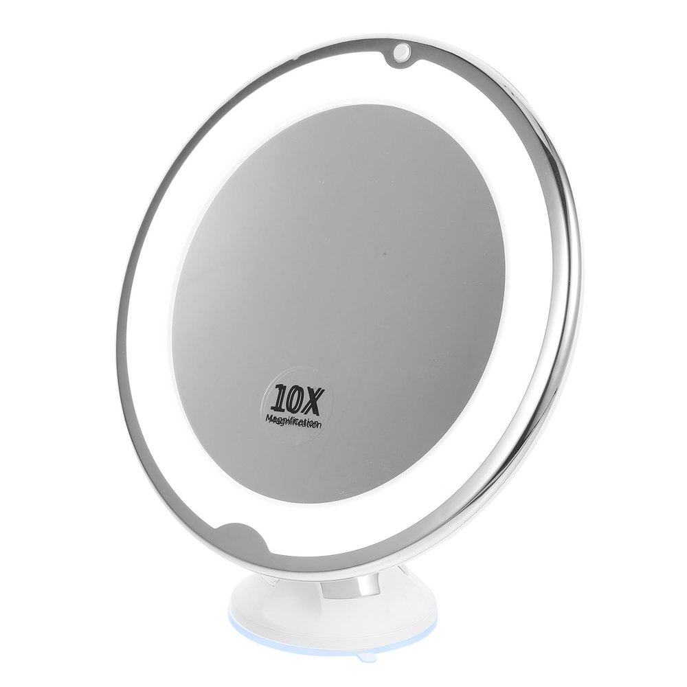 PACKOVE Rotating 10x Lighted Makeup Mirror with LED Suction Cup 360 Vanity Cosmetic Desktop Mirror for Precise Beauty Application