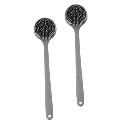 DOITOOL 2pcs Silicone Back Shower Brush with Long Handle, Exfoliating Body Scrubber Bath Brush for Men and Women, Soft Gray Silicone Bathing Accessory for Deep Cleaning and Back Care