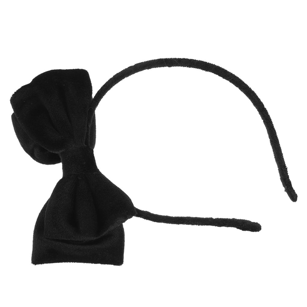 PRETYZOOM Velour Fabric Bowknot Headband for Women, Black Retro Christmas Hair Accessory, Decorative Wide Hairband Suitable for Holiday Parties and Festive Occasions