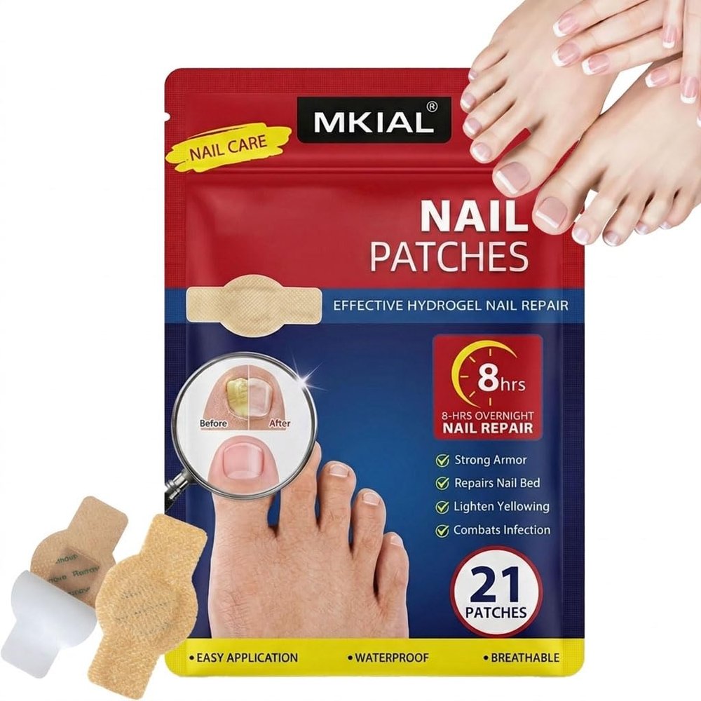 Nail Care Patches 21 PCS, 8-Hour Overnight Toenail Repair and Care Extra Strength, Fast Improvement for Women & Men's Damaged Nails Helps Restore Appearance for Travel Sports