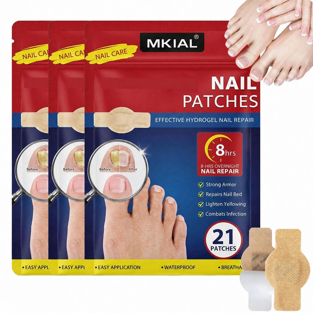 Nail Care Patches 63 PCS, 8-Hour Overnight Toenail Repair and Care Extra Strength, Fast Improvement for Women & Men's Damaged Nails Helps Restore Appearance for Travel Sports