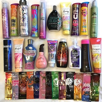 10 Wholesale Tanning Lotion Bottle Variety Pack PLUS 10 Tanning Packs Assorted Indoor Tanning Bed Lotions Mostly Bronzers Multiple Brands