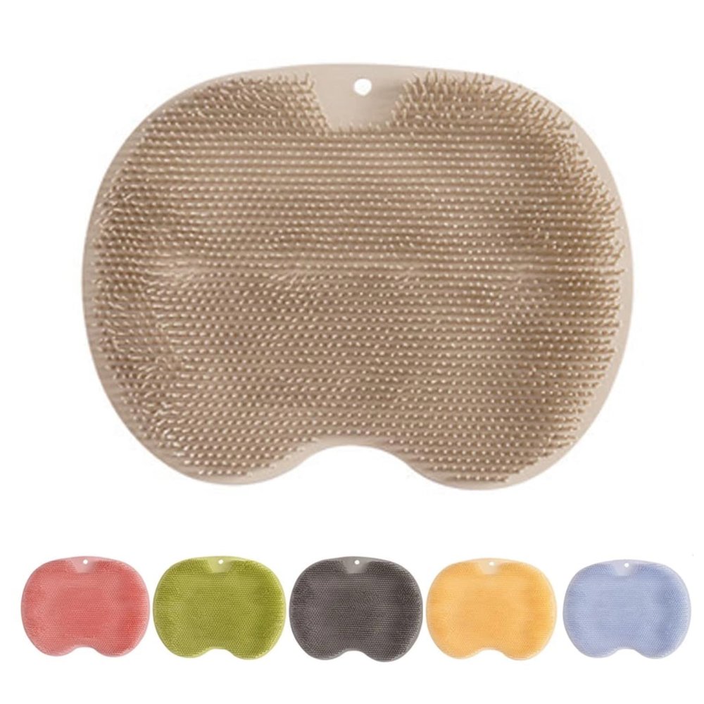 2026 New Shower Foot Scrubber Mat with Suction Cups, 2-in-1 Foot Cleaner and Back Washer Pad,foot scrubber, bathroom foot wash pad (khaki)