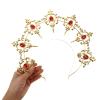 ibasenice Baroque Crown Headband for Women with Red Rhinestones Gold Base, Lady Goddess Headband Party Photo Prop, Decorative Lolita Hair Accessory for Cosplay and Masquerade view 3