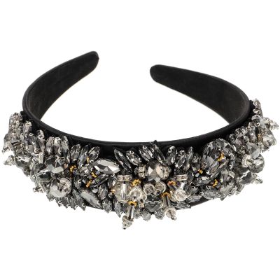 FENICAL Baroque Rhinestone Hairband for Women, Decorative Crystal-embellished Hair Hoop, Dark Gemstone Headband, Elegant Girl Hair Accessory for Parties and Daily Wear