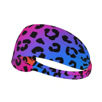 Nuzjahu Neon Rainbow Gradient Leopard Print Headbands for Women Non Slip Elastic Hair Bands Soft Fabric Fashion Head Bands for Washing Face, Makeup, Workout, Spa, Running