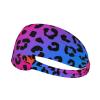 Nuzjahu Neon Rainbow Gradient Leopard Print Headbands for Women Non Slip Elastic Hair Bands Soft Fabric Fashion Head Bands for Washing Face, Makeup, Workout, Spa, Running view 1