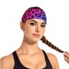 Nuzjahu Neon Rainbow Gradient Leopard Print Headbands for Women Non Slip Elastic Hair Bands Soft Fabric Fashion Head Bands for Washing Face, Makeup, Workout, Spa, Running view 3