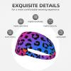 Nuzjahu Neon Rainbow Gradient Leopard Print Headbands for Women Non Slip Elastic Hair Bands Soft Fabric Fashion Head Bands for Washing Face, Makeup, Workout, Spa, Running view 4