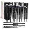 MAANGE 30 Pcs Professional Makeup Brush Set with Travel Case Kabuki, Foundation, Powder, Blush,Blending& Eyeshadow Brushes, Labeled for Gift-Ready Box,Black Coffee view 1