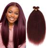 #99J Wine Red Bundles Human Hair Yaki Straight Bundles 18 20 22 Inch Burgundy Yaki Straight Bundle Human Hair Extensions Double Weft Unprocessed Brazilian Virgin Hair 3 Bundle 50 Grams Per Bundle view 1