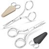 2Pcs Facial Hair Small Grooming Scissors For Men & Women - Eyebrow, Nose Hair, Mustache, Beard, Eyelashes, Ear Hair Trimming Kit, Pointed Scissors and Round Scissors, Travel Friendly Mini Scissors Set view 1