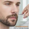 2Pcs Facial Hair Small Grooming Scissors For Men & Women - Eyebrow, Nose Hair, Mustache, Beard, Eyelashes, Ear Hair Trimming Kit, Pointed Scissors and Round Scissors, Travel Friendly Mini Scissors Set view 4
