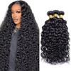 Human Hair Bundles Water Wave Bundles 30 32 34 Inch Unprocessed Brazilian Virgin Wet and Wavy Hair Natural Black 3 Bundle Human Hair Extensions 150g view 1