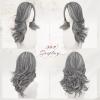 FESHFEN Wavy Layered Wig with Curtain Bangs for Women, 20 Inch Grey Long Synthetic Natural Looking Middle Part Hair Wig For Costume Party Daily Use view 2
