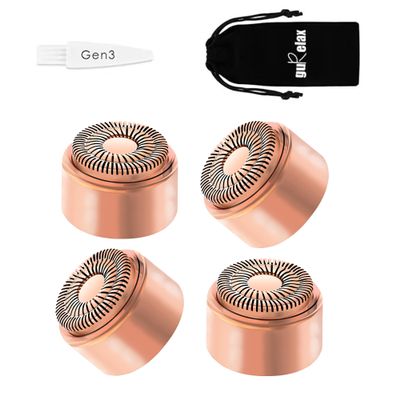 gurelax Gen 3 Replacement Heads for Flawless Finishing Touch Facial Hair Removal, Painless Replacement Blades for Face Flannel Bag 4pcs(Just fit for Gen3 Device)