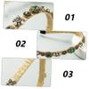 DINHEAROM Baroque Green Pearl Flower Headband Rhinestones, Thin Metal Hair Hoop for Women, Delicate Spa Facial Care Hair Accessory view 3