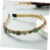 DINHEAROM Baroque Green Pearl Flower Headband Rhinestones, Thin Metal Hair Hoop for Women, Delicate Spa Facial Care Hair Accessory view 4