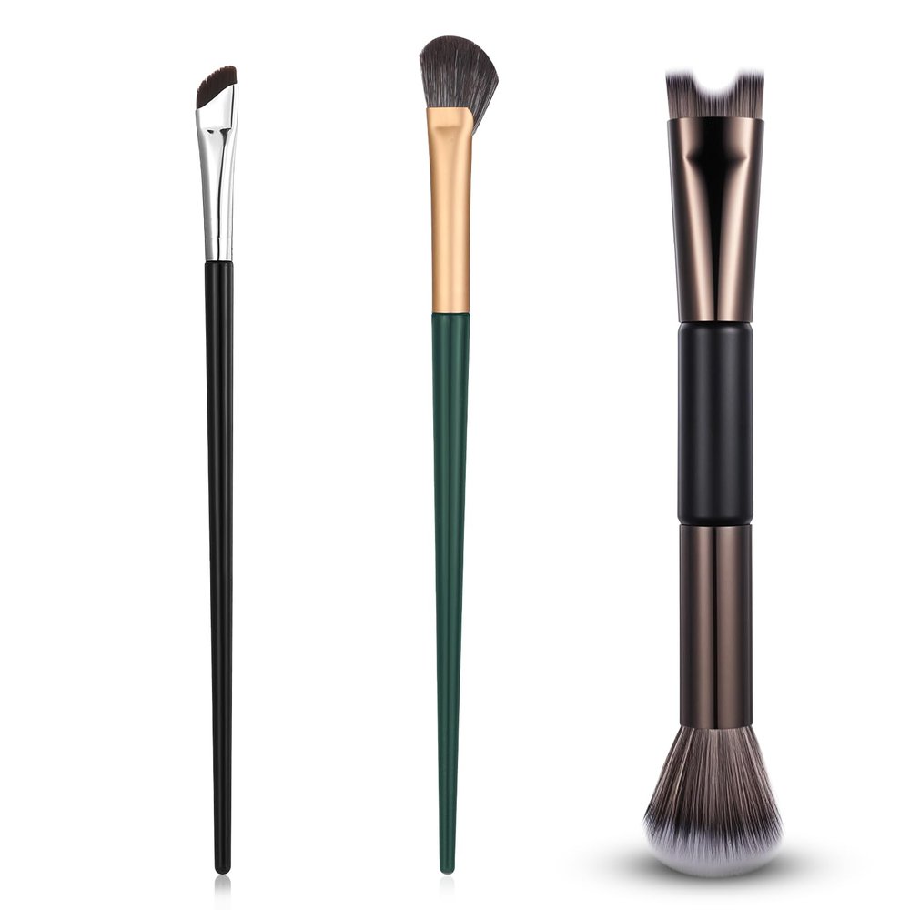 3 Pcs Sculpting Dual-End Contour Nose Brush, 2-in-1Nose Contour Brush Angled Blush Brushes Angled Makeup Brushes for Sculpting and Defining