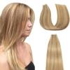 P27/613 Blonde Tape in Extensions Human Hair 24 Inch Highlight Blonde Straight Tape in Seamless Extensions Real Human Hair Skin Weft Seamless Invisible Unprocessed Virgin Remy Hair 45g 10 Pcs view 1