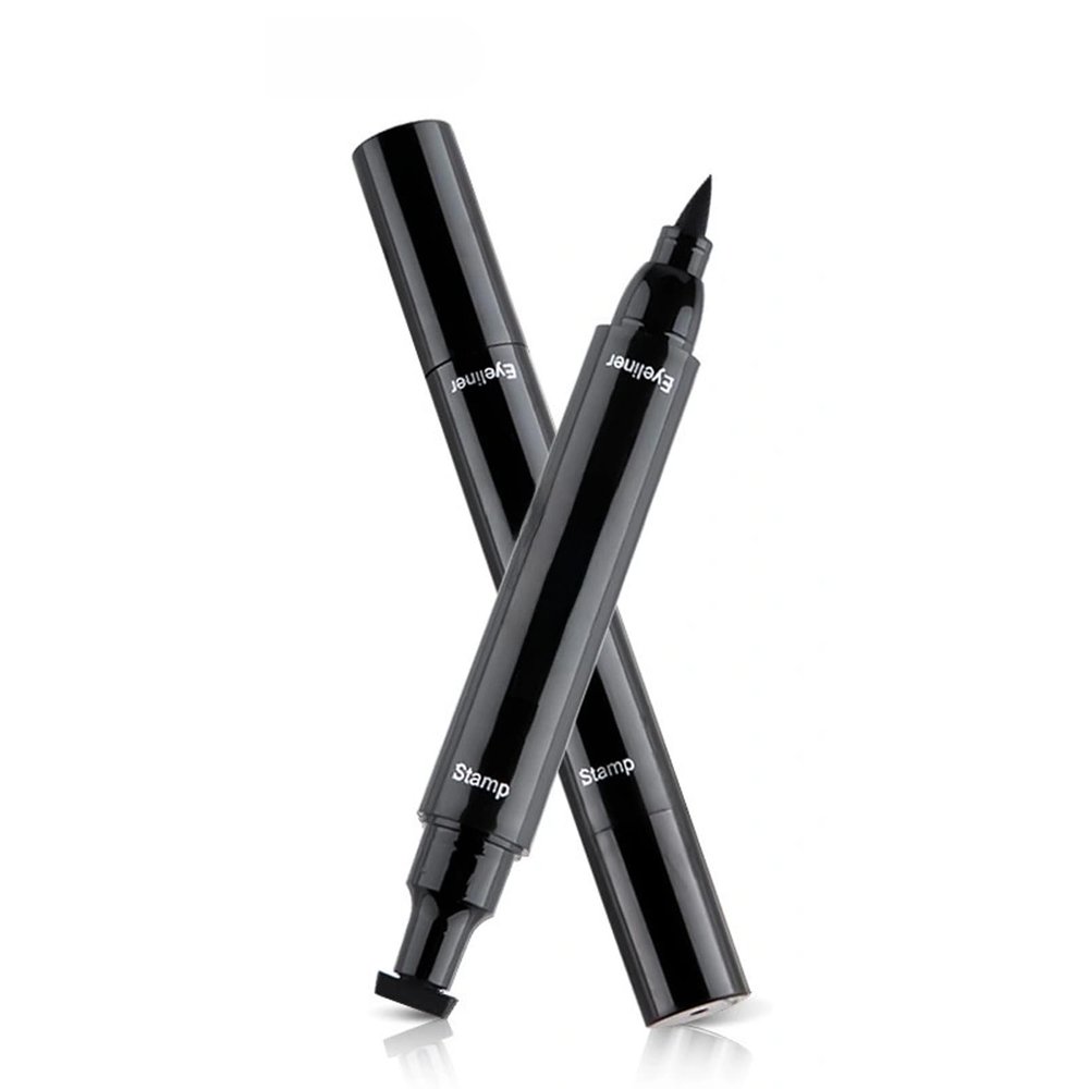MylingKorm 2-in-1 Winged Eyeliner Stamp with Precision Tip, Waterproof & Smudge-proof Eye Definer, Dual-ended Wing Stamp for Symmetrical Cat Eye Look, Quick-drying Matte Finish (Black)