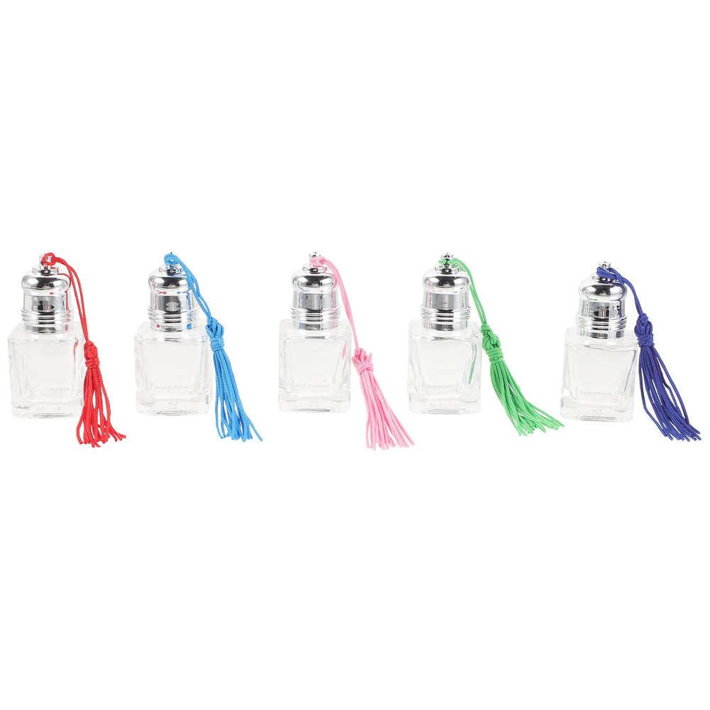 OSOLADY 5pcs 7ml Small Glass Roller Perfume Bottles with Tassels Refillable Empty Perfume Bottles for Travel and Essential Oils Random Color
