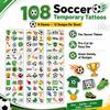 108 PCS Soccer Temporary Tattoos for Kids, 9 Sheets Easy-Cut Soccer Ball Tattoo Stickers, Sports Birthday Party Favors, Team Game Day Goodie Bags for Boys Girls view 2