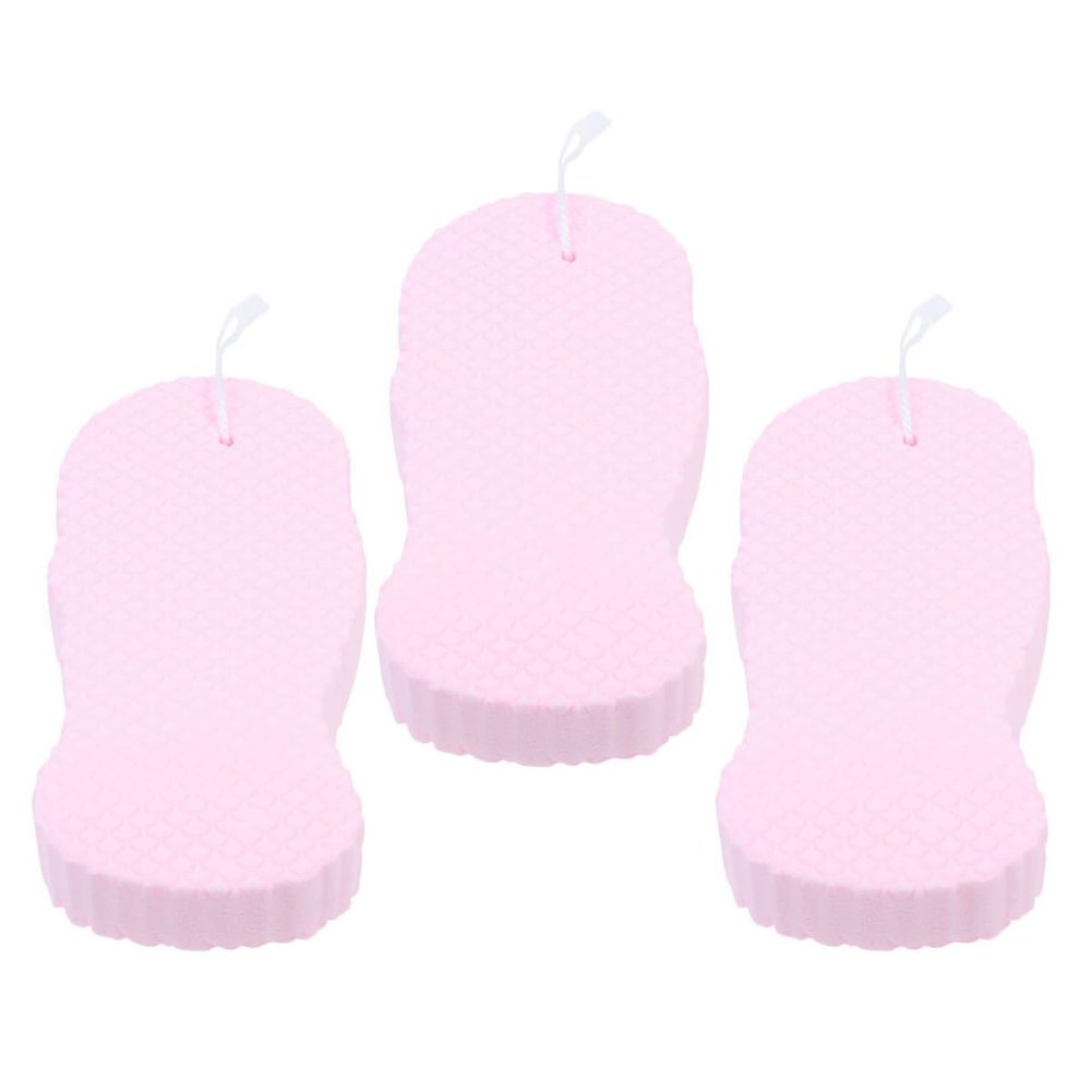 LRXIYODE 3pcs Bathing Sponges Pink Supple Shower Sponge Exfoliating Scrubber Soft Body Cleaning for Bath Supplies