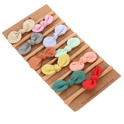 POPETPOP 10 Pcs Nylon Headbands Elastic Traceless Flax Fabric Hair Bands for Hair Accessories