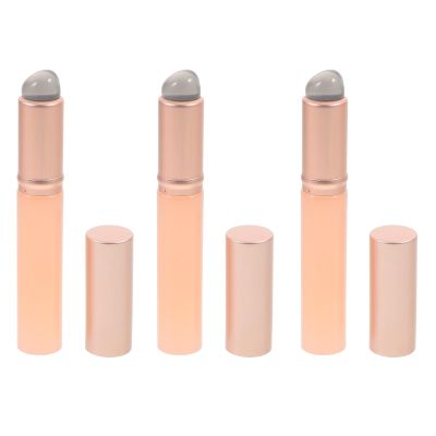 OSOLADY 3pcs Silicone Lip Brush Set with Lids Reusable Lip Balm Rounded Head Makeup Wands for Daily Use