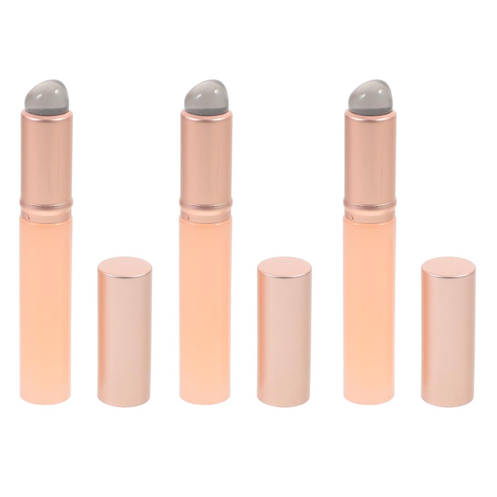 OSOLADY 3pcs Silicone Lip Brush Set with Lids Reusable Lip Balm Rounded Head Makeup Wands for Daily Use