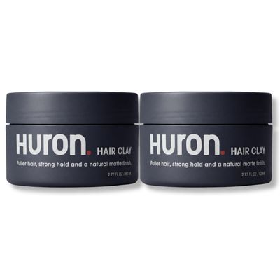 Huron Hair Clay: Matte Finish + Firm Hold; 2-pack (2.77 oz jars)