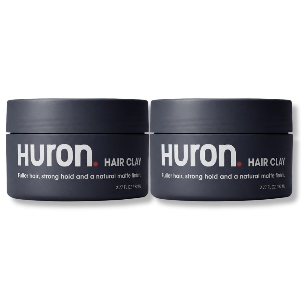 Huron Hair Clay: Matte Finish + Firm Hold; 2-pack (2.77 oz jars)