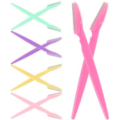 LIFKOME 10pcs Manual Eyebrow Razors Portable Eyebrow Shaping Tools with Safety Cover for Women Facial Hair Removal and Precision Trimming Random Color