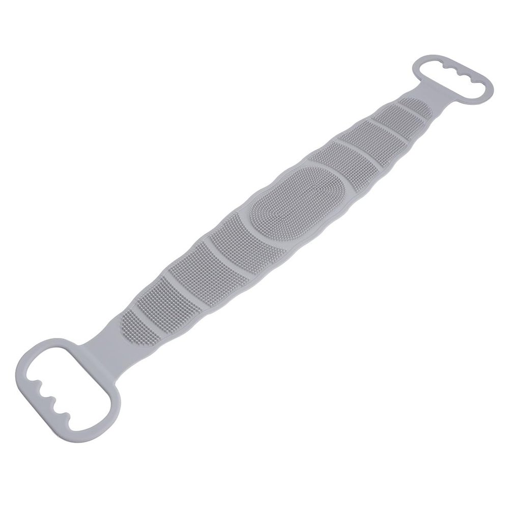 Silicone Back Scrubber Long Strip Exfoliating Shower Towel with Rings
